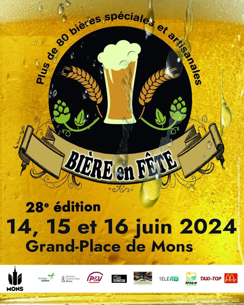 Affiche pour la Fête de la Bière à Mons Juin 2024